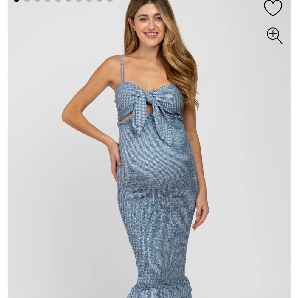 MARBLE Blue Checkered Bow dress